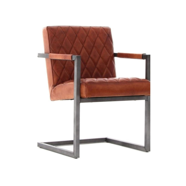 Cantilever chair made of buffalo leather with check pattern | Model BADSAAL SALINO