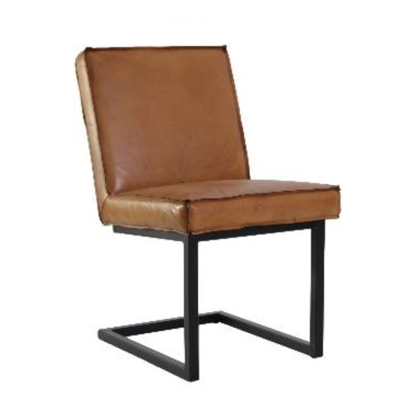 Leather dining chair without armrests | Model FLEET SHANGHAI